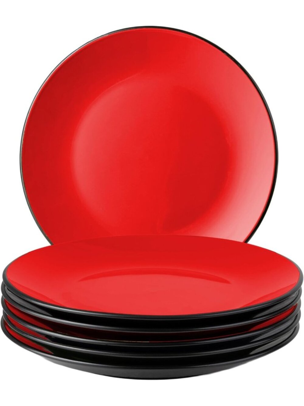 Ceramic Dinner Plate Set of 6 - Elegant Red Butterfly Design for Home Dining